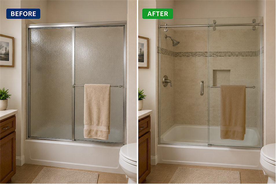 Clear glass shower door